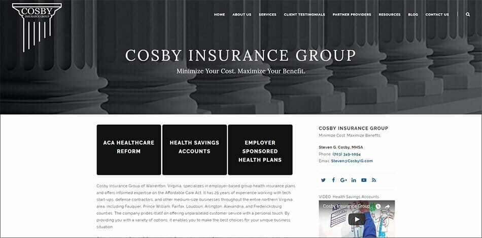 Cosby Insurance Group Website Developed by Talk19 Media Marketing