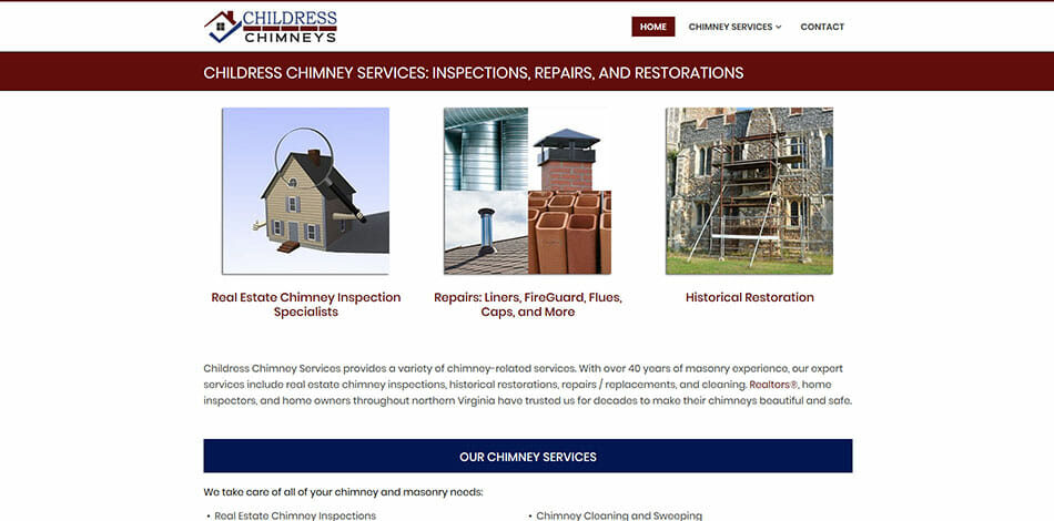 Childress Chimneys, Inspections, Repairs, Restorations Website Developed by Talk19 Media Marketing